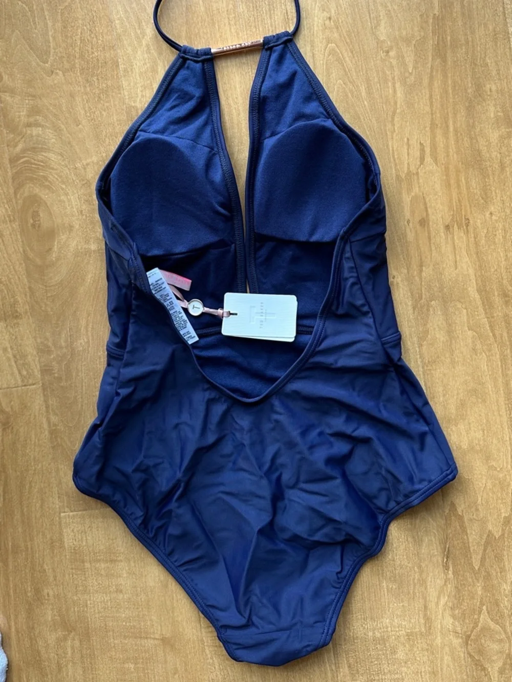 Ted Baker Halter Swimsuit Pikaa One Piece Navy Blue Bathing Suit, Size 2, NWT